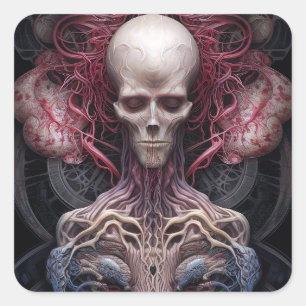 Surreal Anatomy Horror Sci-Fi Art Vierkante Sticker