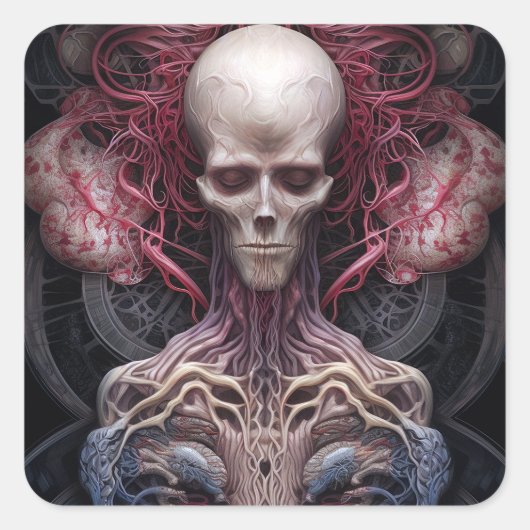 Surreal Anatomy Horror Sci-Fi Art Vierkante Sticker (Voorkant)