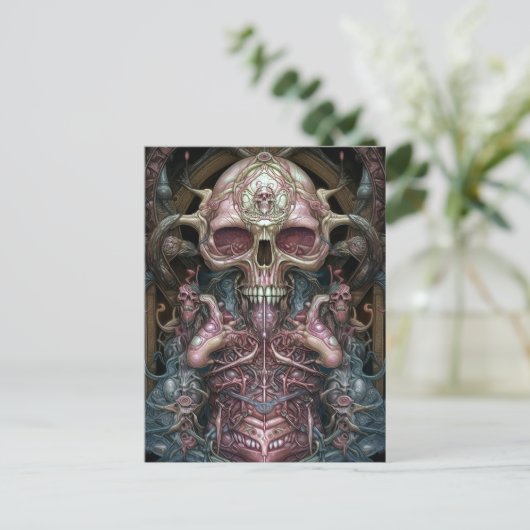 Surreal Anatomy Skull Horror Sci-Fi Art Briefkaart (Staand voorkant)