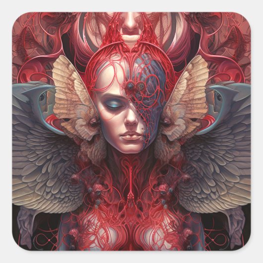 Surreal Angel Artwork Vierkante Sticker (Voorkant)