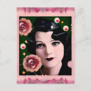 Surreal Art Deco-broomdame Face Briefkaart