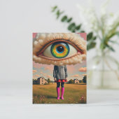 surreal art head in the clouds eyeball briefkaart (Staand voorkant)