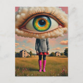surreal art head in the clouds eyeball briefkaart (Voorkant)