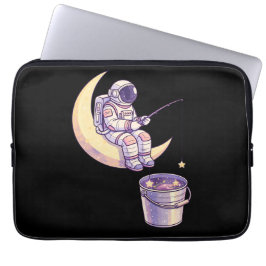 Surreal Astronaut Fishing for Stars Wall Art - Laptop Sleeve