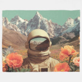 Surreal Astronaut In Flower Field Fleece Deken (Voorkant (Horizontaal))