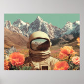Surreal Astronaut In Flower Field Poster (Voorkant)
