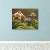 Surreal Baby Brown Beer en Boy Canvas Afdruk (Insitu (Houten vloer))