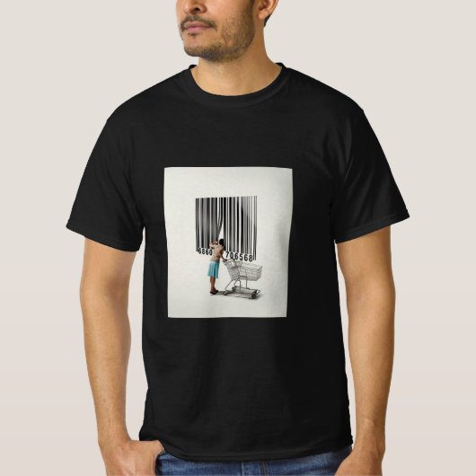 Surreal Barcode Consumer Tee – Modern Concept Art” T-shirt (Voorkant)