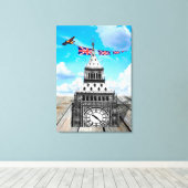 Surreal Big Ben, London / British Art Canvas Afdruk (Insitu (Houten vloer))