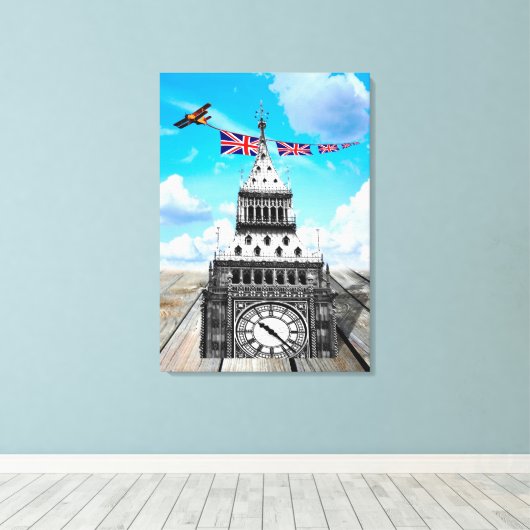 Surreal Big Ben, London / British Art Canvas Afdruk (Insitu (Houten vloer))
