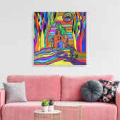 SURREAL BIG HOUSE GIRL STRETCHED CANVAS ART PRINT (Insitu (Woonkamer))