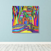 SURREAL BIG HOUSE GIRL STRETCHED CANVAS ART PRINT (Insitu (Houten vloer))