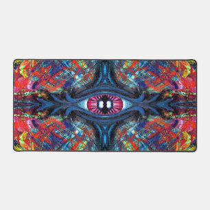 Surreal blauwe trippy oog visionaire kunst bureaumat