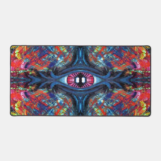 Surreal blauwe trippy oog visionaire kunst bureaumat (Voorkant)