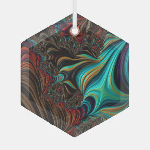 Surreal Blauwgroen Twist Fractal Double Helix 3-D  Glas Ornament
