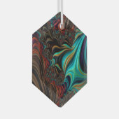 Surreal Blauwgroen Twist Fractal Double Helix 3-D Glas Ornament (Voorkant Rechts)