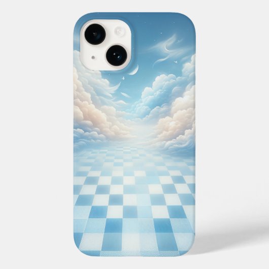 Surreal Blue Checkerboard Sky Phone Case - Dreamy  (Achterkant)