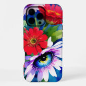 Surreal Blue Eye Pink Flower & Red Zenias iPhone Hoesje (Achterkant)