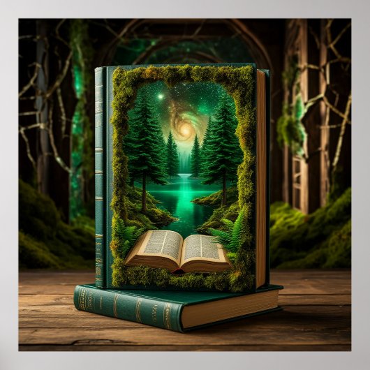 Surreal Boekportaal dat Betoverd Bos Onthult Poster (Voorkant)
