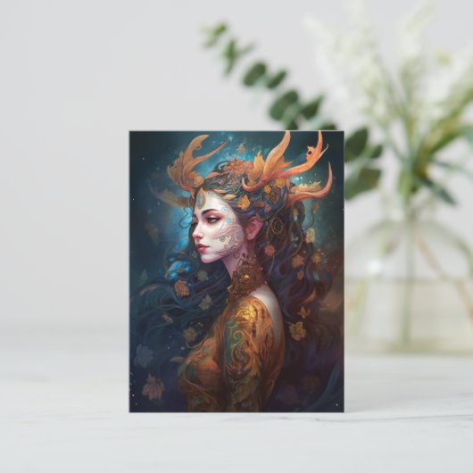 Surreal Boho Goddess Queen Fantasy Art Briefkaart (Staand voorkant)