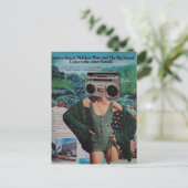 Surreal Boombox Hawaii Vrouw Collage Briefkaart (Staand voorkant)