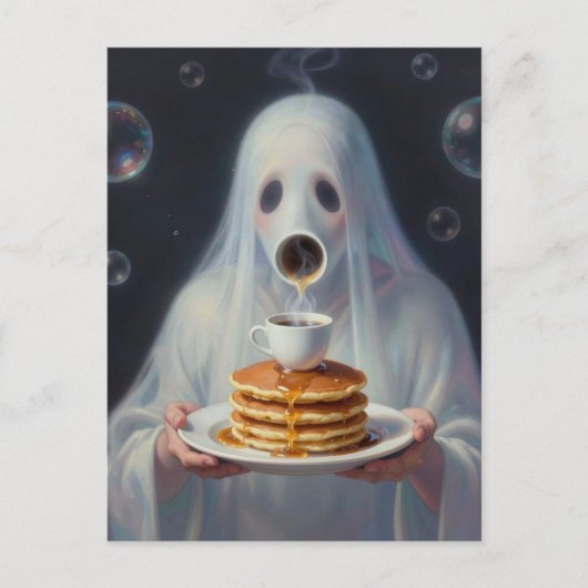 Surreal Breakfast pancakes ghost with coffee  Briefkaart (Voorkant)