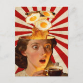 Surreal Breakfast Toast and Coffee Woman Red White Briefkaart (Voorkant)