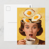 Surreal Breakfast Toast and Coffee Woman Yellow  Briefkaart (Voorkant / Achterkant)