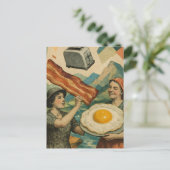 Surreal Breakfast Woman Bacon and Eggs Toaster Briefkaart (Staand voorkant)