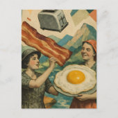 Surreal Breakfast Woman Bacon and Eggs Toaster Briefkaart (Voorkant)