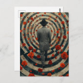 Surreal Business Man Red Roses Tunnel Collage Briefkaart (Voorkant / Achterkant)