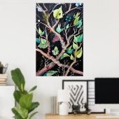 Surreal Butterflies - Botanisch deco-kunstpatroon Poster (Thuiskantoor)