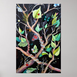 Surreal Butterflies - Botanisch deco-kunstpatroon Poster