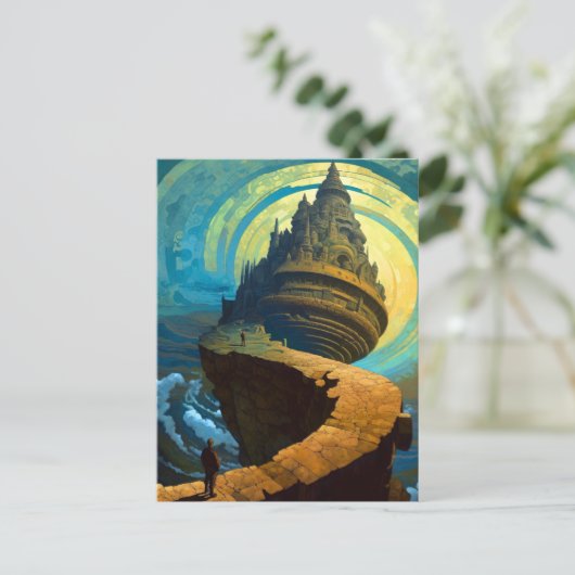 Surreal Castle Landscape Fantasy Art Briefkaart (Staand voorkant)