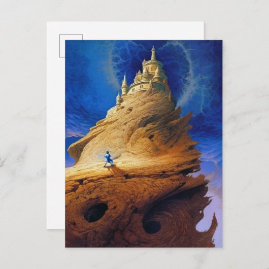 Surreal Castle op Mountain Landscape Fantasy Art Briefkaart (Voorkant / Achterkant)