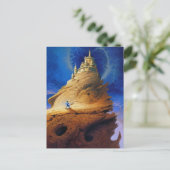 Surreal Castle op Mountain Landscape Fantasy Art Briefkaart (Staand voorkant)