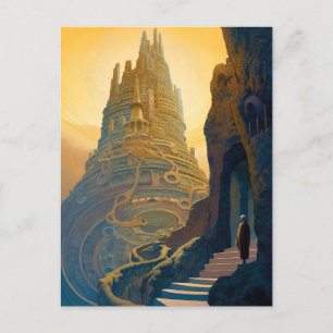 Surreal Castle op Mountain Landscape Fantasy Art Briefkaart