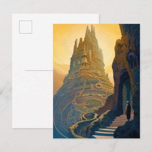 Surreal Castle op Mountain Landscape Fantasy Art Briefkaart (Voorkant / Achterkant)