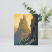 Surreal Castle op Mountain Landscape Fantasy Art Briefkaart (Staand voorkant)
