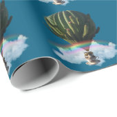 Surreal Cat Hot Air Balloon with Cactus & Rainbow Cadeaupapier (Rol Hoek)