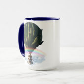 Surreal Cat Hot Air Balloon with Cactus & Rainbow Mok (Voorkant links)