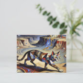 Surreal Cat Melting Clocks Dali Picasso Inspired Briefkaart (Staand voorkant)