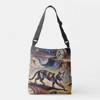 Surreal Cat Melting Clocks Dali Picasso Inspired Crossbody Tas