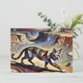 Surreal Cat Melting Clocks Dali Picasso Inspired Kaart (Staand voorkant)