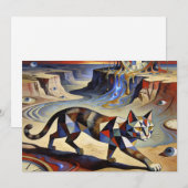 Surreal Cat Melting Clocks Dali Picasso Inspired Kaart (Voorkant / Achterkant)