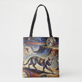 Surreal Cat Melting Clocks Dali Picasso Inspired Tote Bag (Voorkant)