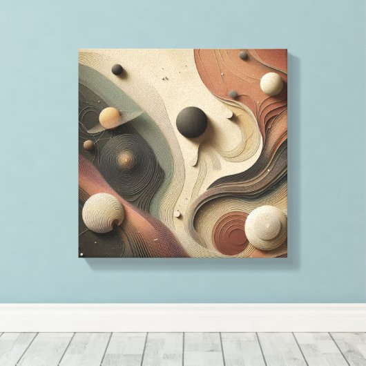 Surreal Celestial Orbit Abstract Design Canvas Afdruk (Insitu (Houten vloer))