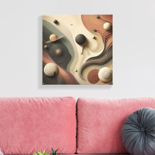 Surreal Celestial Orbit Abstract Design Canvas Afdruk (Insitu (Woonkamer))