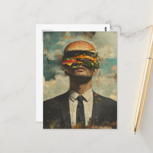 Surreal Cheeseburger-Man Briefkaart