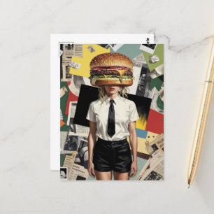 Surreal Cheeseburger Woman Briefkaart